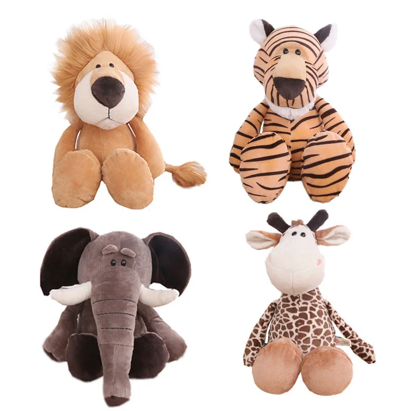 kf H0c113087e7e349c4a9bac86d619440a4o Stuffed Plush Animals Toys Soft Dolls Jungle Lion Elephant Tiger Dog Fox Monkey Deer Children Gift