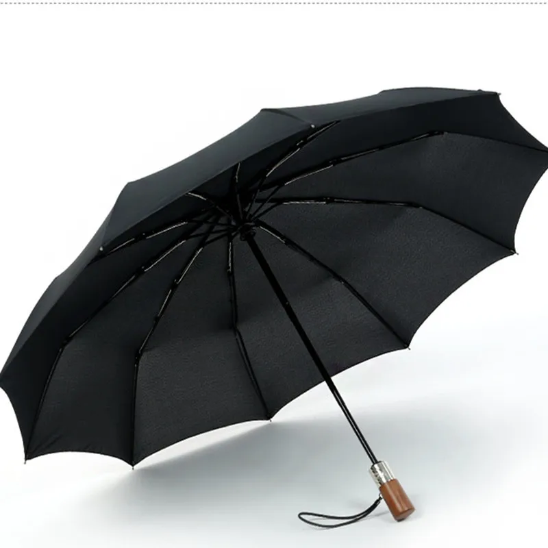 kf Hcfc6a4dc853e45d9b285982f25abcfc6t PALONY Solid Wood Handle Automatic Umbrella 3 Folding 10k Automatic Umbrella One Key Switch Custom Windproof