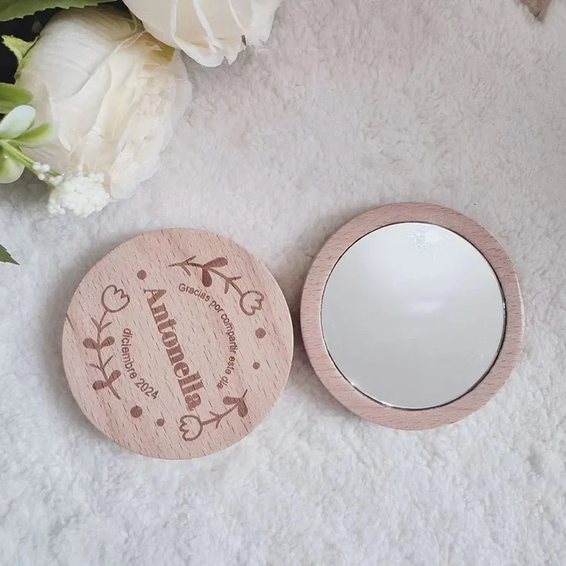 kf S465d489e00f54eb487e241c55868c02fI 5 10 20 40pcs Personalised Wooden Pocket Mirror Engraved Portable Makeup Mirrors Guest Wedding Favors Custom