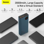 Baseus 20,000mAh power bank: sleek, efficient charging solution for smartphones and corporate gifts.