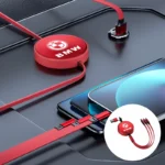 Sleek red BMW 3-in-1 charging device, perfect for corporate gifts and tech-savvy professionals.