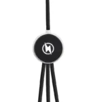 Modern bolo tie with lightning bolt logo, perfect for corporate gifts and stylish fashion statements.