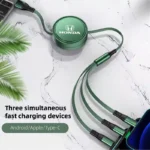 Compact Honda charging hub with three cables for convenient multi-device charging on the go.