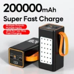 Sleek 200,000 mAh power bank with fast charging, ideal for corporate gifting and professionals.