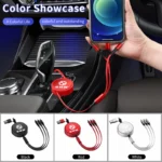 Versatile multi-port charging hub for vehicles, stylishly designed in black, red, and white.