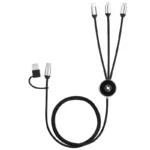 Sleek 3-in-1 charging cable for professionals, featuring USB, USB-C, and micro-USB connectors.