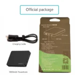 Sleek matte black 5000mAh power bank package with coiled charging cable, ideal corporate gift.