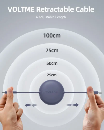 VOLTME Retractable USB-C Cable: Adjustable lengths for convenience and portability in tech gifts.