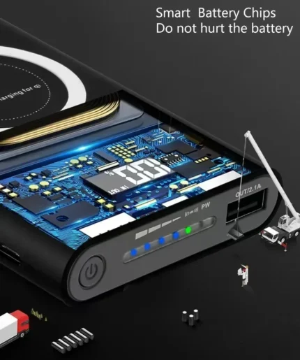 Sleek 20000mAh wireless power bank with smart technology for reliable corporate gifting.